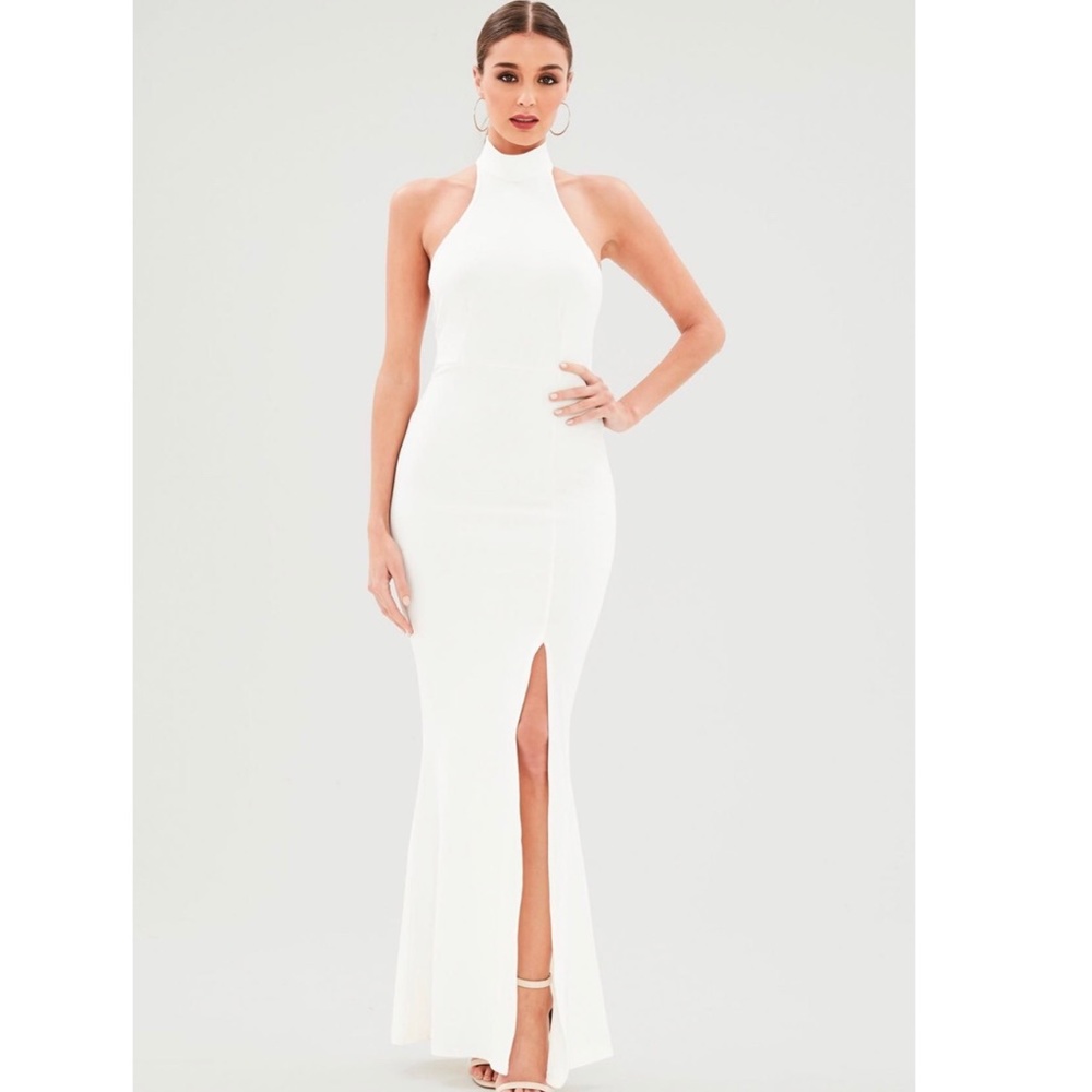 Missguided white choker maxi dress